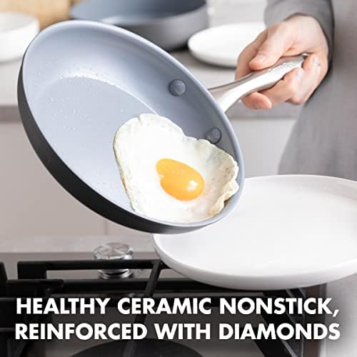 GreenPan Lima Hard Anodized 8" Frying Pan Skillet Nonstick, Ceramic Nonstick, PFAS-Free Nontoxic Pots and Pans, Oven & Broiler Safe, Stainless Steel Handle, Cookware for Eggs & Omelet, Gray - Image 3