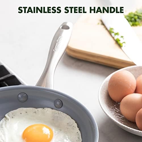 GreenPan Lima Hard Anodized 8" Frying Pan Skillet Nonstick, Ceramic Nonstick, PFAS-Free Nontoxic Pots and Pans, Oven & Broiler Safe, Stainless Steel Handle, Cookware for Eggs & Omelet, Gray - Image 5