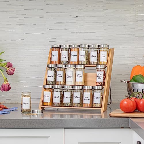 Orii 18 Jar Bamboo Compact Spice Organizer for Countertop and Kitchen Drawer, Filled with Spices, Program - Image 6