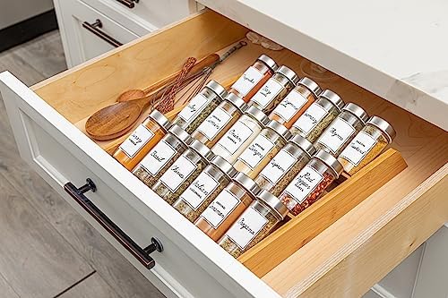Orii 18 Jar Bamboo Compact Spice Organizer for Countertop and Kitchen Drawer, Filled with Spices, Program - Image 7