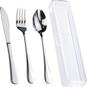 Travel Utensils With Case, Stainless Steel Reusable Portable Utensils Set With Case, Lengnoyp Travel Silverware Set