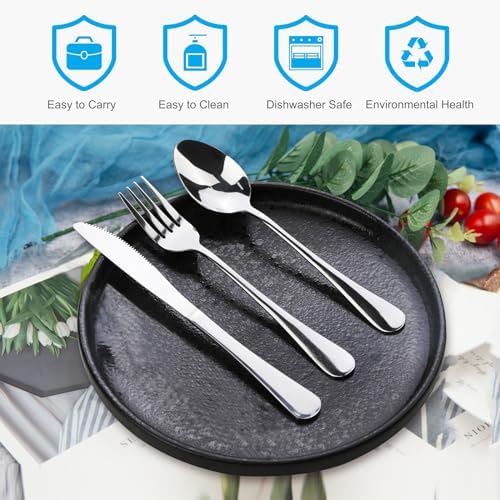 Travel Utensils With Case, Stainless Steel Reusable Portable Utensils Set With Case, Lengnoyp Travel Silverware Set - Image 3