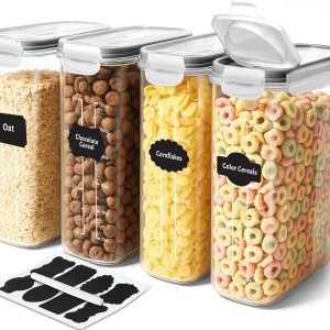 Utopia Kitchen Cereal Containers Storage - Liter Airtight Food Storage Containers & Cereal Dispenser For Pantry Organization And Storage (Clear, 4 Liter Pack of 4)