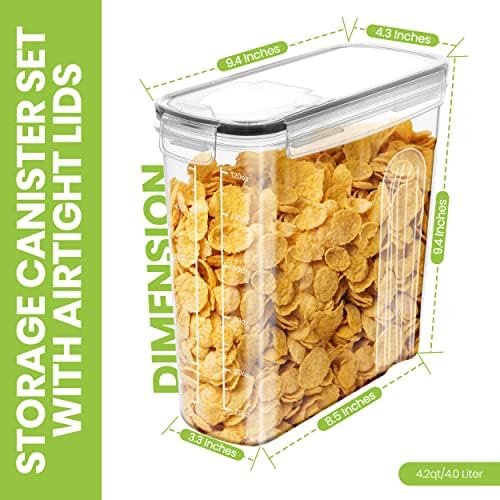Utopia Kitchen Cereal Containers Storage - Liter Airtight Food Storage Containers & Cereal Dispenser For Pantry Organization And Storage (Clear, 4 Liter Pack of 4) - Image 3